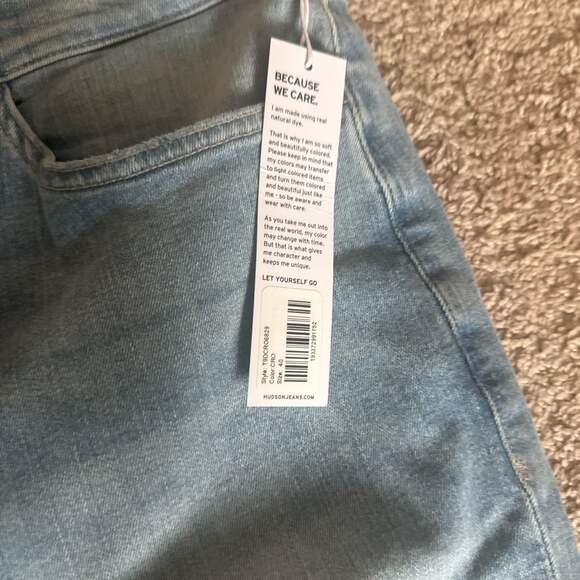 Hudson Jeans Croft Crop Skinny Jeans Raw Hem Light Wash Denim Size 40